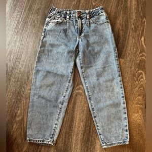 Gap Kids Barrel Leg Jeans Size 8 Light Wash Denim Elastic Waist 90s Style